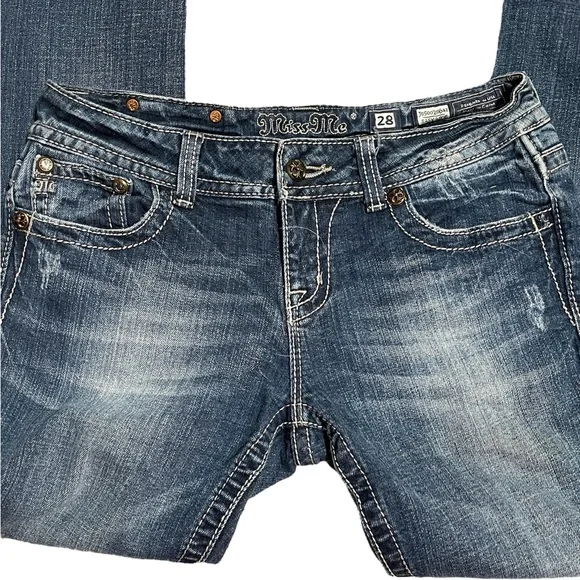 Miss Me Distressed denim bootcut Jeans size 28 - Picture 6 of 10